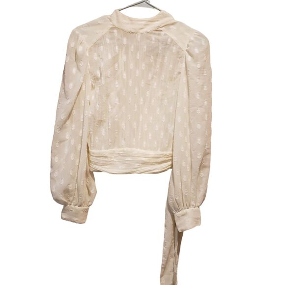 Asos Design high neck sheer top with tie back size 2 white boho blouse - Picture 8 of 10